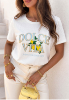 Tricou z nadrukiem Dolce Vita Alb