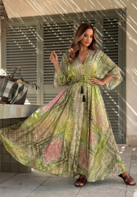 Rochie maxi cu imprimeu și mâneci largi Sun Rituals