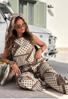 Cu modele Pantaloni wide leg w Buline Coffee Break biało-ciocolatii