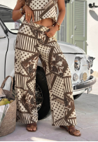 Cu modele Pantaloni wide leg w Buline Coffee Break biało-ciocolatii