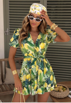 Rochie mini w cytrynki Lemon Coast zielono-galben