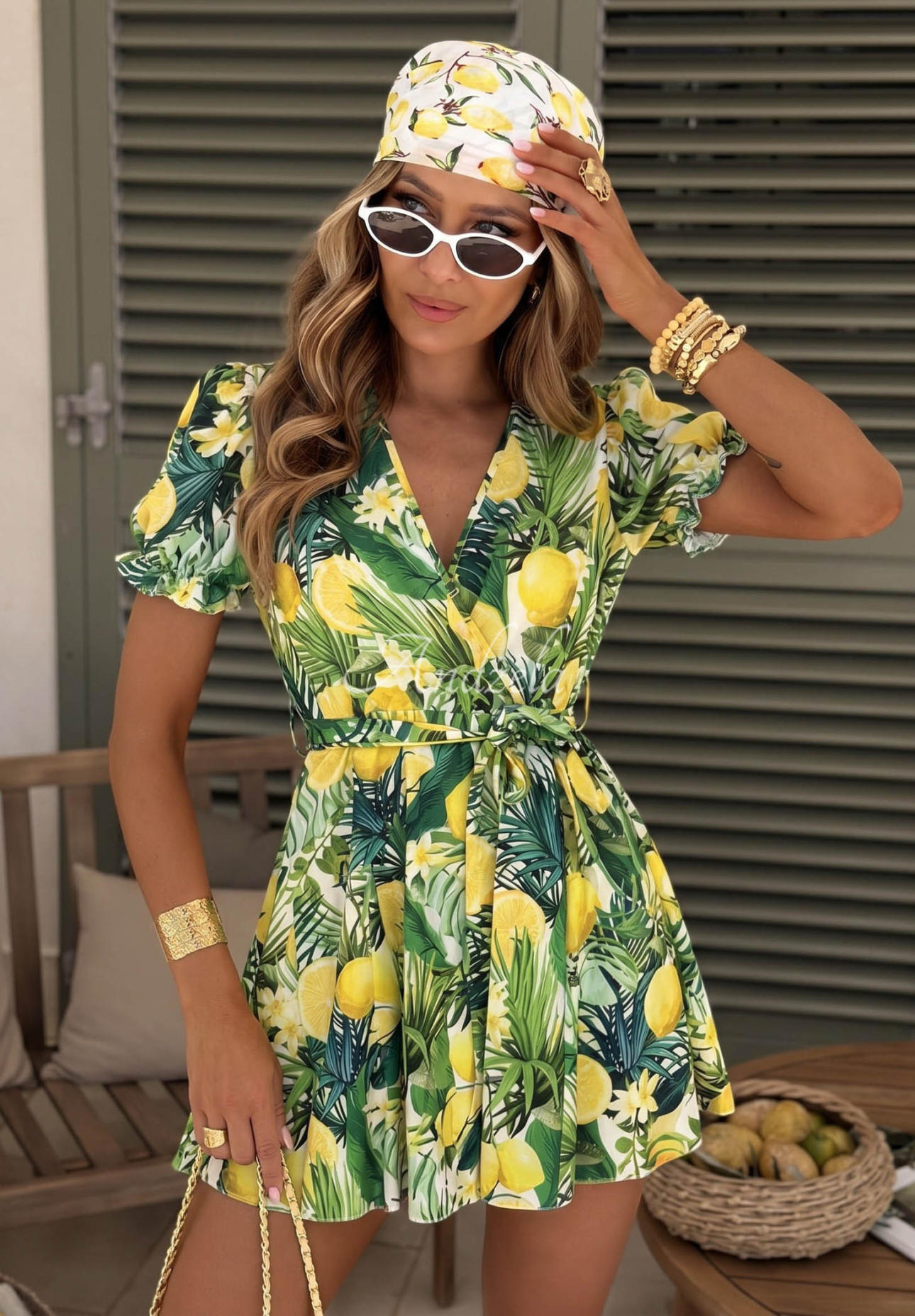 Rochie mini cu imprimeu lămâi Lemon Coast