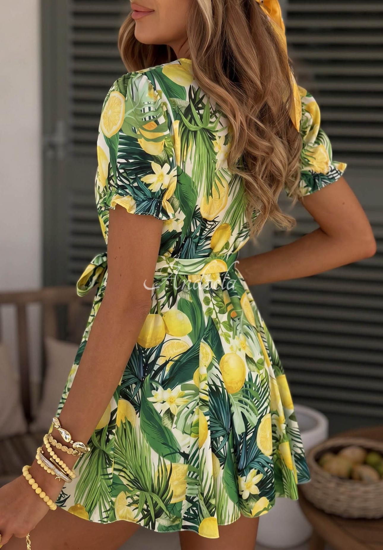 Rochie mini cu imprimeu lămâi Lemon Coast