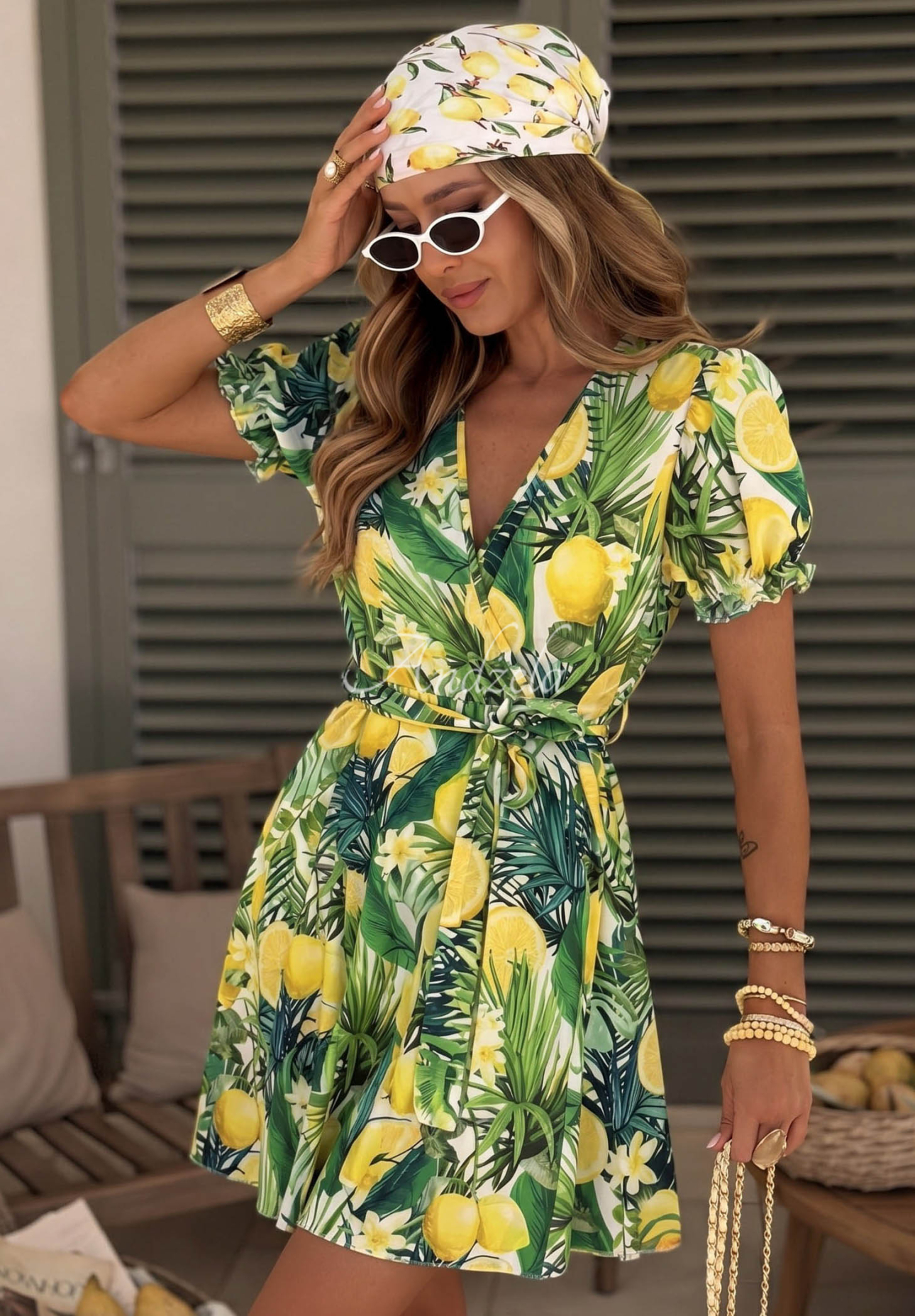 Rochie mini cu imprimeu lămâi Lemon Coast