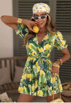 Rochie mini w cytrynki Lemon Coast zielono-galben