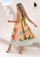 Plisowana wiskozowa Rochie midi cu modele Italian Palms błękitno-roz