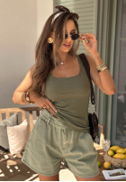 Wiskozowy Top  z dekoltem All Coming Back kaki