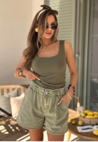 Wiskozowy Top  z dekoltem All Coming Back kaki