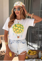 Tricou z nadrukiem Lemonfull biało-galbene