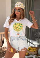 Tricou z nadrukiem Lemonfull biało-galbene