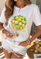 Tricou z nadrukiem Lemonfull biało-galbene