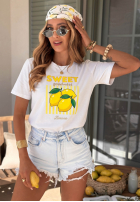 Tricou z nadrukiem Sweet Goodness biało-albastru