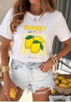 Tricou z nadrukiem Sweet Goodness biało-albastru