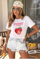 Tricou z nadrukiem Sweet Goodness biało-albastru