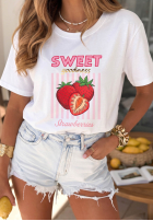 Tricou z nadrukiem Sweet Goodness biało-albastru