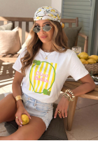 Tricou z nadrukiem Ciao Bella biało-roz