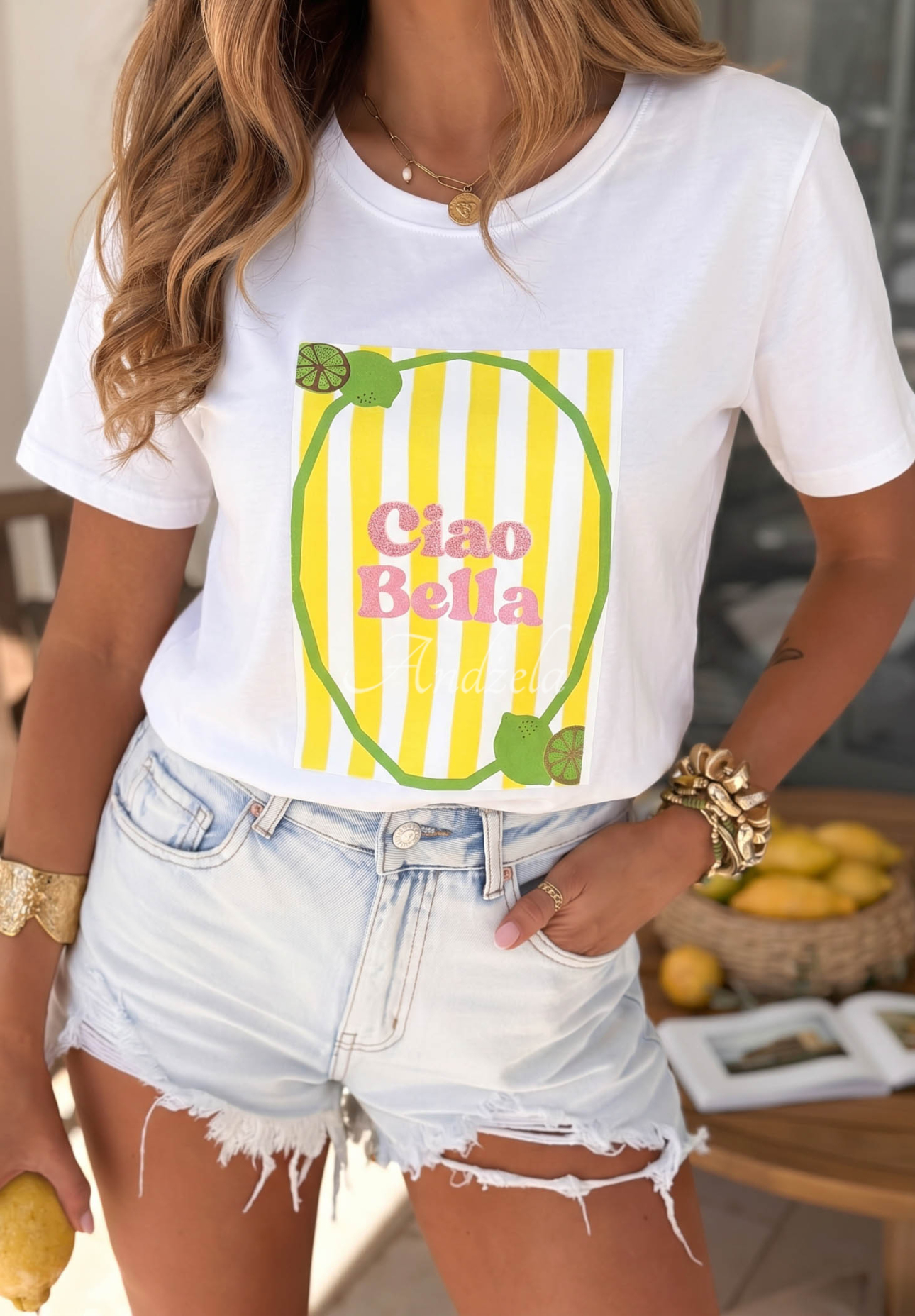 Tricou din bumbac cu imprimeu Ciao Bella