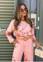 Compleu Bluză i Pantaloni w kwiaty Sunny Harmony bej