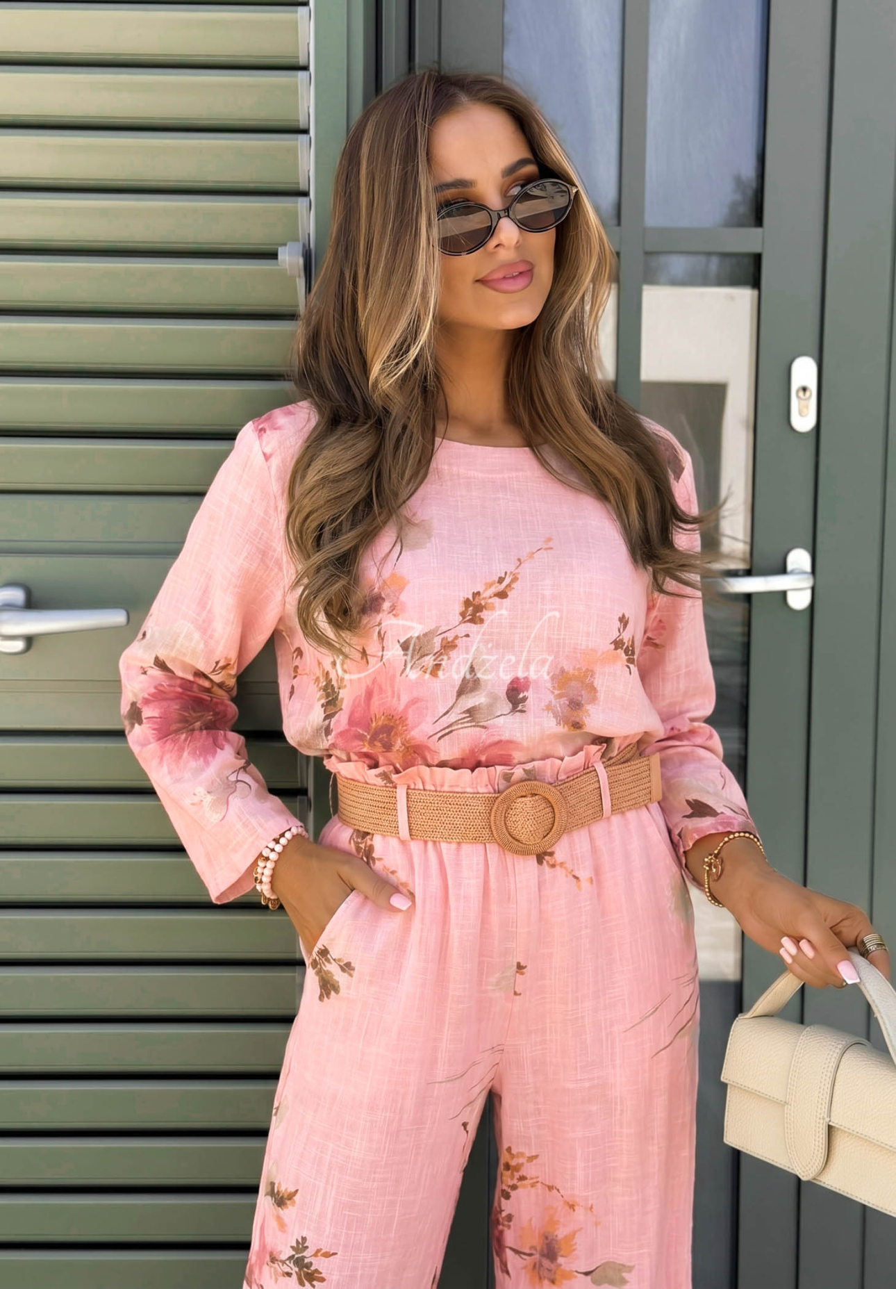 Set din bumbac bluză și pantaloni cu imprimeu floral Sunny Harmony