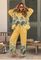 Kwiecisty Compleu Cămașă i Pantaloni Sun Flowers galbene
