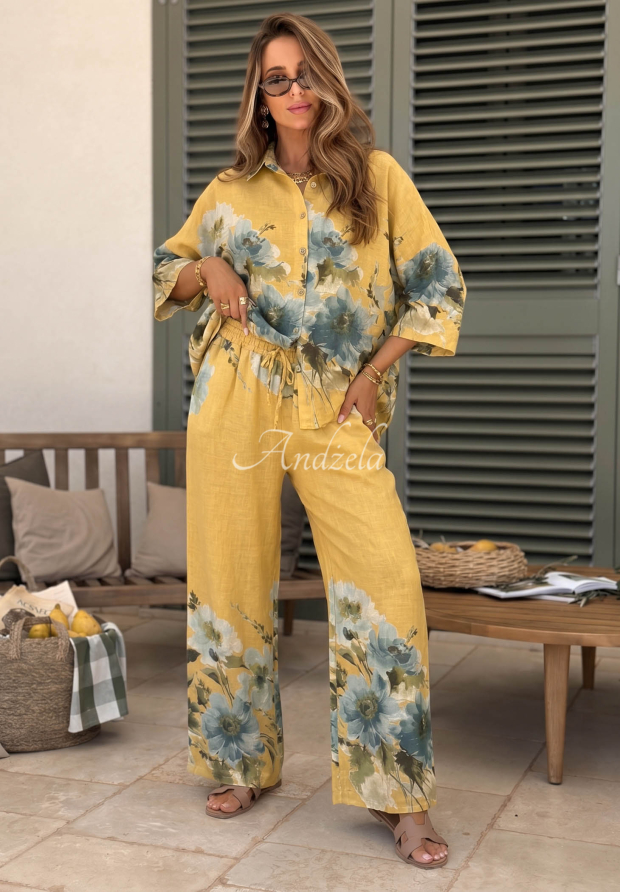 Set cu imprimeu floral cămașă și pantaloni Sun Flowers