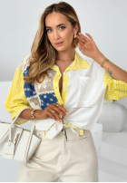 Cămașă oversize z haftami i paskami Salina albă