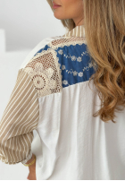 Cămașă oversize z haftami i paskami Salina albă