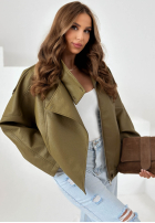 Skórzana  Geacă ze ściągaczem Amber Mood măslinii