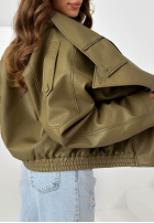 Skórzana  Geacă ze ściągaczem Amber Mood măslinii