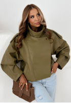 Skórzana  Geacă ze ściągaczem Amber Mood măslinii