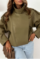 Skórzana  Geacă ze ściągaczem Amber Mood măslinii