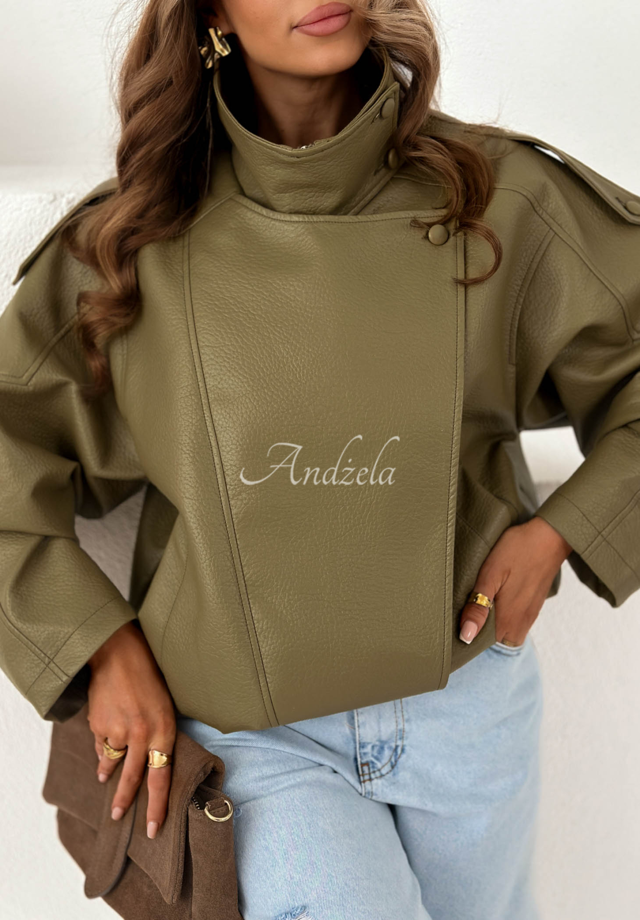 Geacă din piele cu elastic Amber Mood