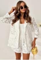 Koronkowy Compleu Sacou i krótkie spodenki Lace Summer Alb