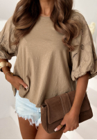 Bluză z ażurowymi bufkami Positano Holiday albă