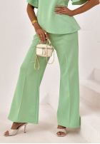 Compleu asymetryczna Bluză i Pantaloni wide leg Comfy Trip de culoarea fisticului