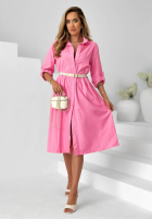 Sztruksowa koszulowa Rochie z paskiem Pure Moment bej