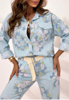 Geacă w kwiaty Olive bej