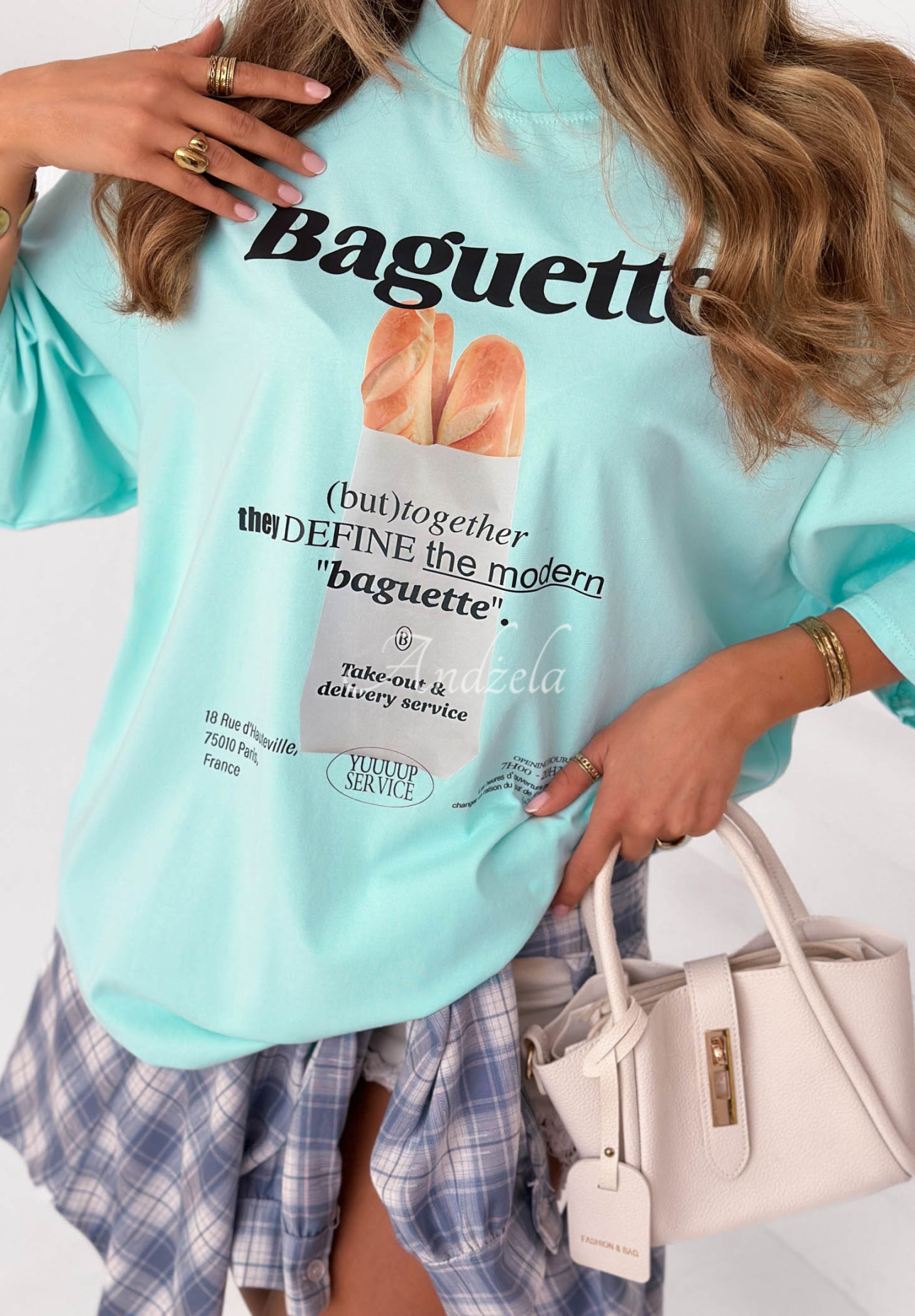 Tricou din bumbac cu imprimeu Baguette