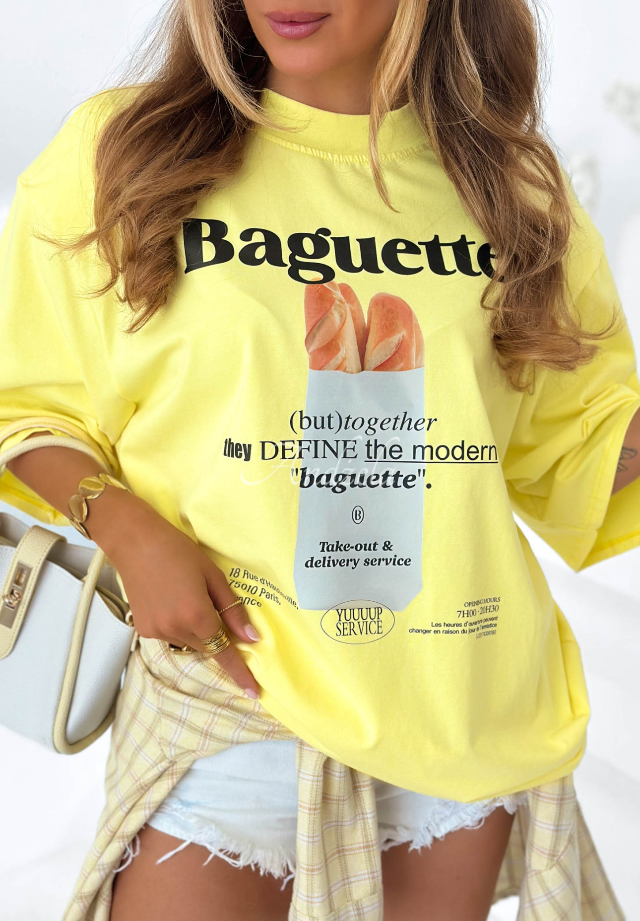Tricou din bumbac cu imprimeu Baguette