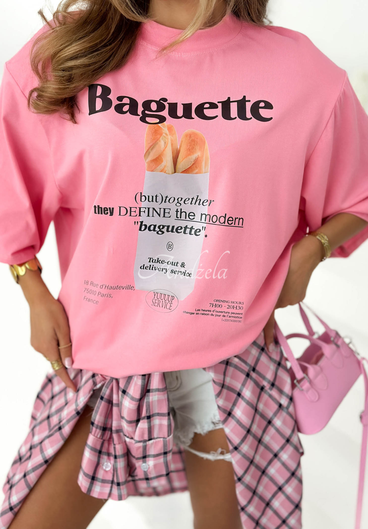 Tricou din bumbac cu imprimeu Baguette