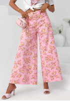 din denim Pantaloni wide leg w kwiaty Flower Vibes roz