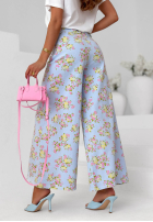 din denim Pantaloni wide leg w kwiaty Flower Vibes roz