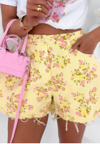 din denim Șorturi w kwiaty Sunny Flora białe