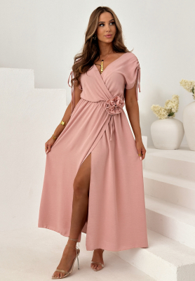 Rochie din viscoză cu șnururi și trandafir Dreamy Garden