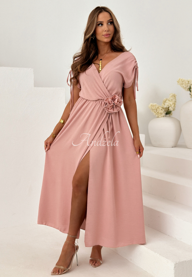 Rochie din viscoză cu șnururi și trandafir Dreamy Garden