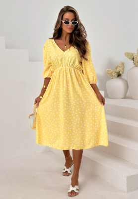 Rochie midi din viscoză cu buline Portofino