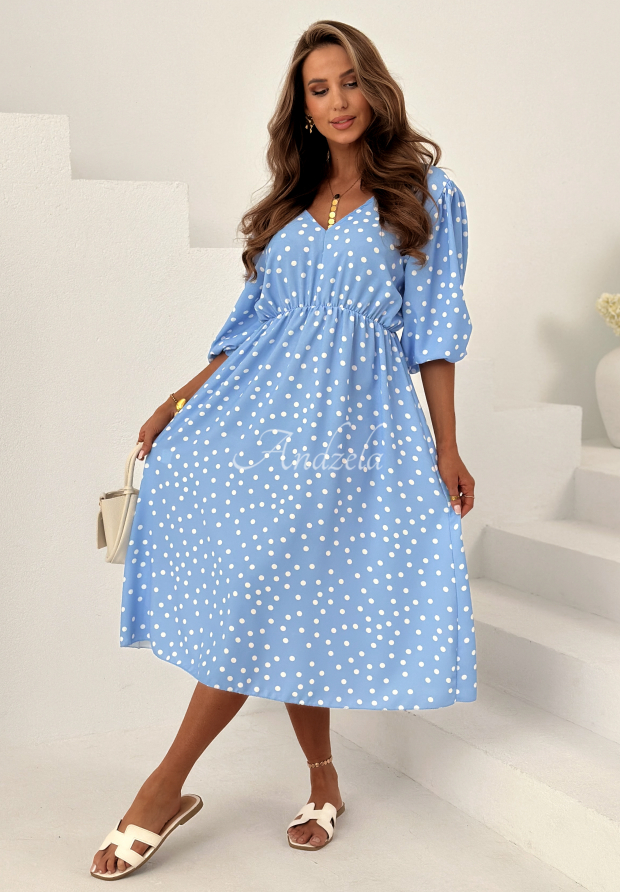 Rochie midi din viscoză cu buline Portofino