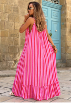 Rochie maxi na ramiączkach w paski Sunset Vibes roz