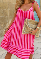 Rochie mini na ramiączkach w paski Sunset Vibes roz
