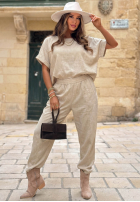 Bluză oversize z kieszeniami Bright Breeze bej